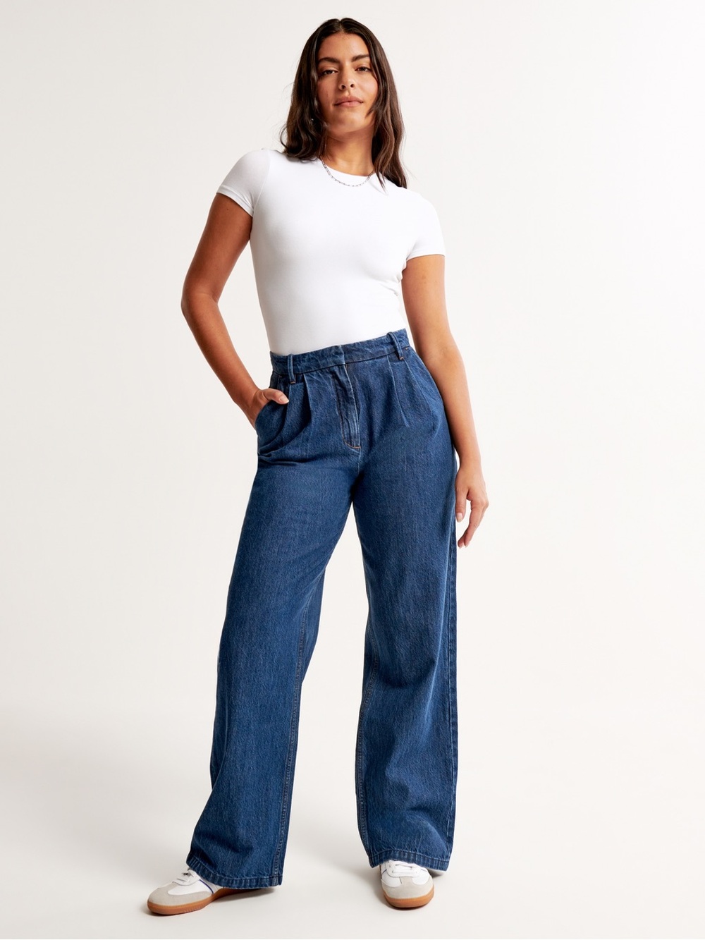 Abercrombie Sloane Tailored Wide Leg Pleated Trouser Jeans Classic 0 Regular 25 - Picture 1 of 6